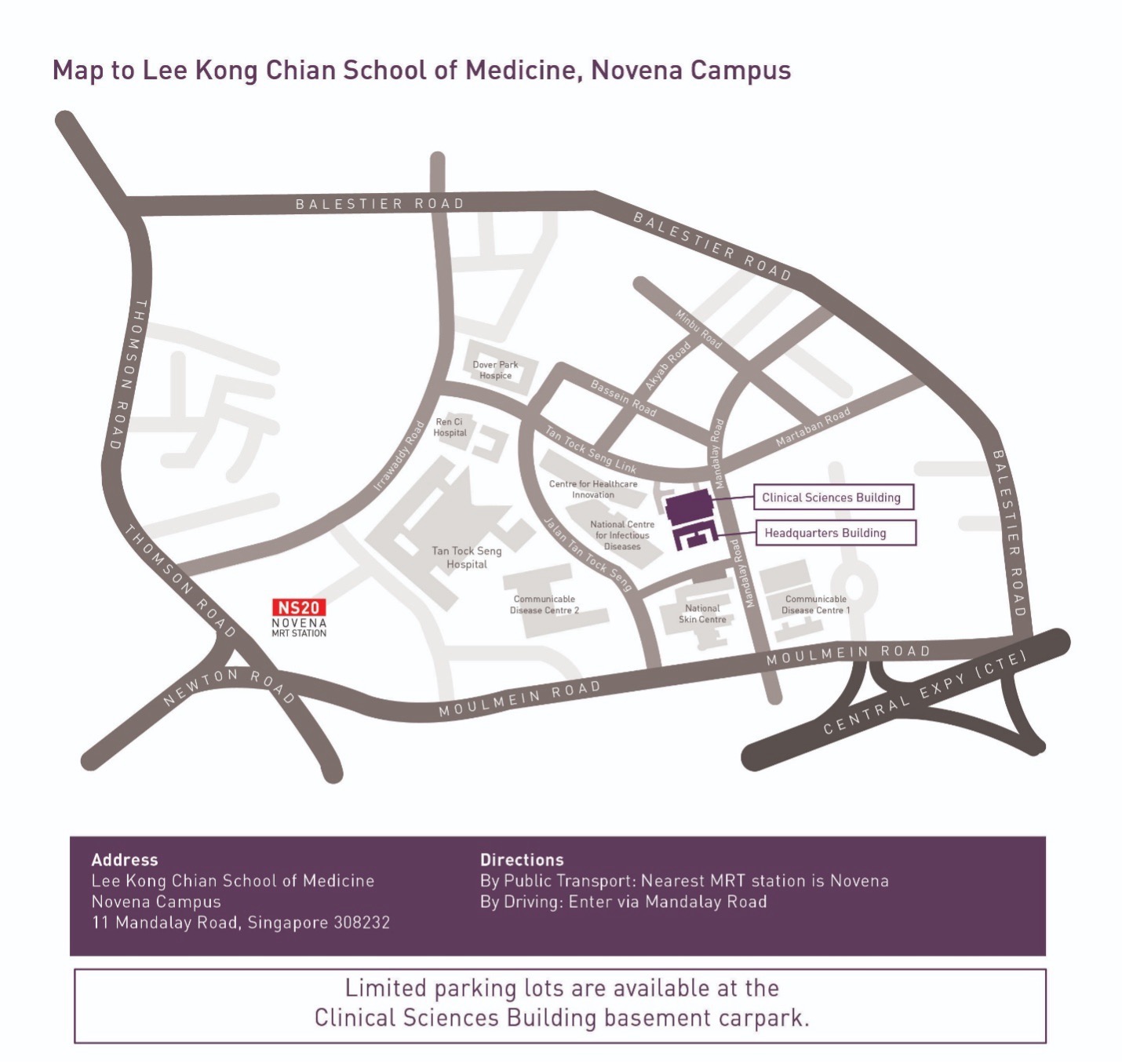 Map to Lee Kong Chian School of Medicine, Novena Campus